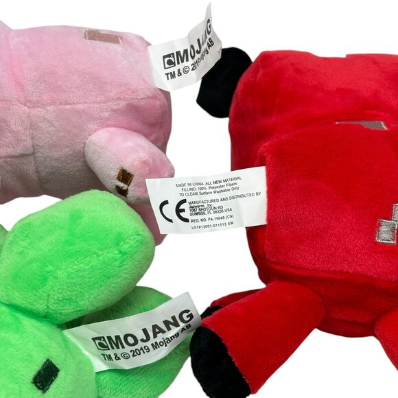 MOJANG Minecraft Lot 6 Creeper Red Bull Pink Pig Bat Spider Ocelot Plush Small - Picture 9 of 11